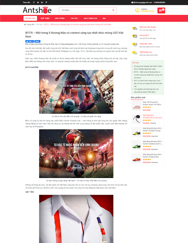 Template blogspot bán hàng Ant Shoe Shop